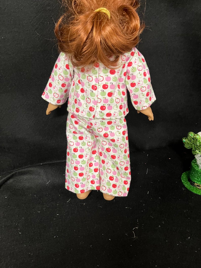 18 Inch Doll Clothes Handmade to Fit Like American Girl Doll Clothes Apple Pajamas or Loungewear Child Handmade Gift image 10