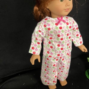 18 Inch Doll Clothes Handmade to Fit Like American Girl Doll Clothes Apple Pajamas or Loungewear Child Handmade Gift image 7