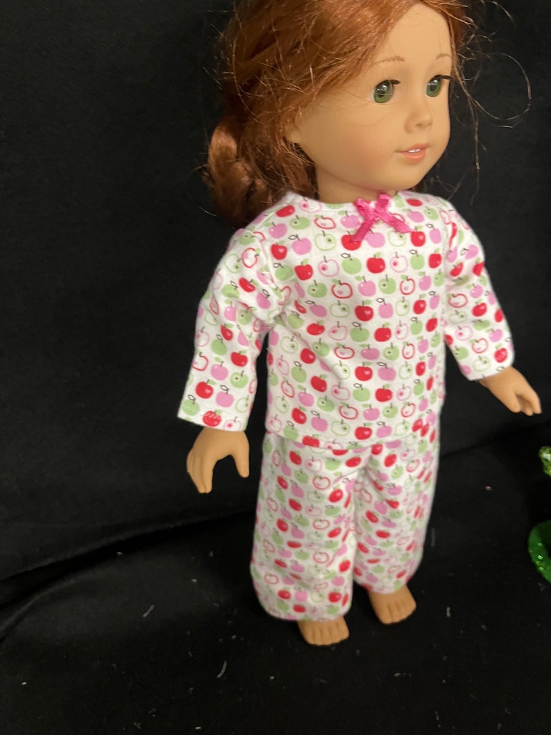 18 Inch Doll Clothes Handmade to Fit Like American Girl Doll Clothes Apple Pajamas or Loungewear Child Handmade Gift image 7