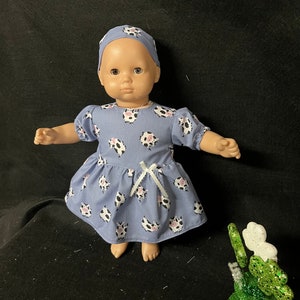 15 Inch Doll Clothes Handmade to Fit Like American Girl Bitty Baby Dolls Cow Print Dress Handmade Child Gift image 5