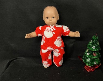 15 Inch Doll Clothes Handmade to Fit Like American Girl Bitty Baby Doll Clothes Christmas Pajamas Santa Claus Pajamas