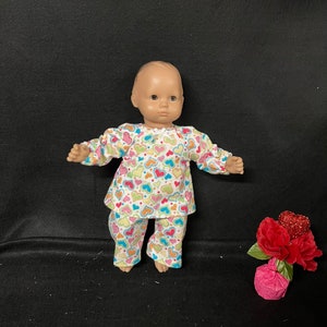 15 Inch Doll Clothes Handmade to Fit Like American Girl Bitty Baby Doll Clothes Glitter Hearts Pajamas or PJs Handmade Child Gift image 7