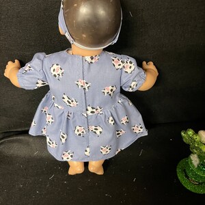 15 Inch Doll Clothes Handmade to Fit Like American Girl Bitty Baby Dolls Cow Print Dress Handmade Child Gift image 10