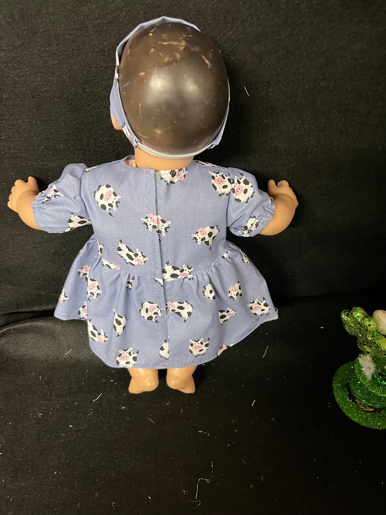 15 Inch Doll Clothes Handmade to Fit Like American Girl Bitty Baby Dolls Cow Print Dress Handmade Child Gift image 10