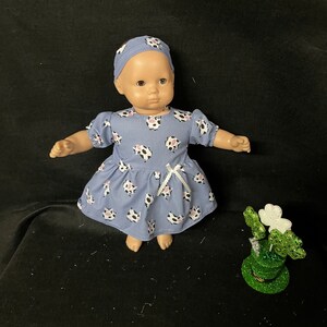 15 Inch Doll Clothes Handmade to Fit Like American Girl Bitty Baby Dolls Cow Print Dress Handmade Child Gift image 9