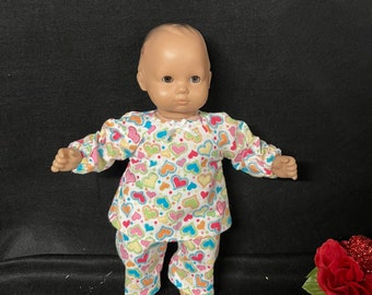 15 Inch Doll Clothes Handmade to Fit Like American Girl Bitty Baby Doll Clothes Glitter Hearts Pajamas or PJs Handmade Child Gift