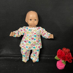 15 Inch Doll Clothes Handmade to Fit Like American Girl Bitty Baby Doll Clothes Glitter Hearts Pajamas or PJs Handmade Child Gift image 6