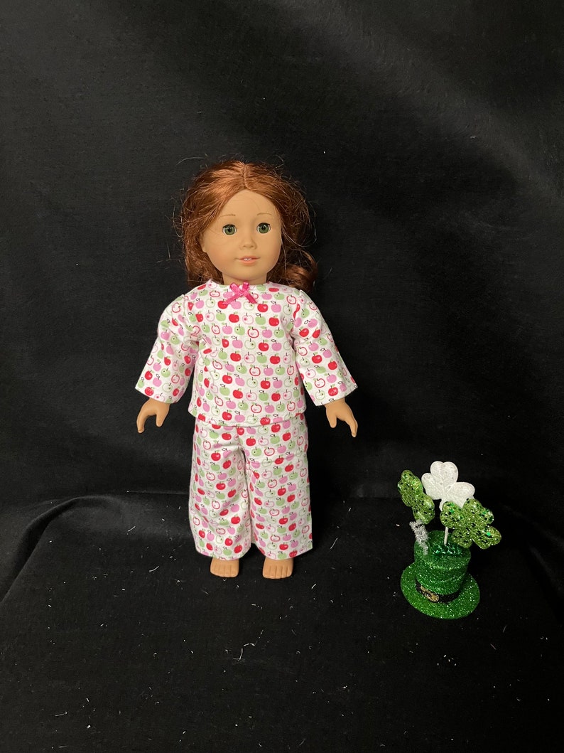 18 Inch Doll Clothes Handmade to Fit Like American Girl Doll Clothes Apple Pajamas or Loungewear Child Handmade Gift image 4