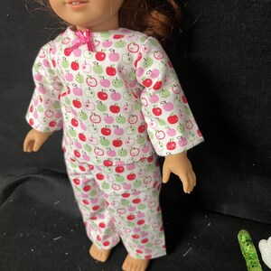 18 Inch Doll Clothes Handmade to Fit Like American Girl Doll Clothes Apple Pajamas or Loungewear Child Handmade Gift image 8