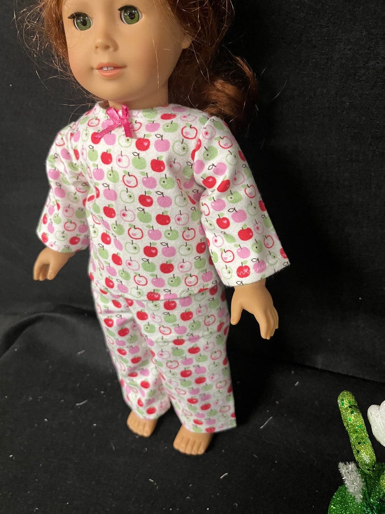 18 Inch Doll Clothes Handmade to Fit Like American Girl Doll Clothes Apple Pajamas or Loungewear Child Handmade Gift image 8