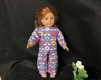 18 Inch Doll Clothes Handmade to Fit Like American Girl Doll Clothes Donuts and Rainbows Pajamas or Loungewear Child Handmade Gift