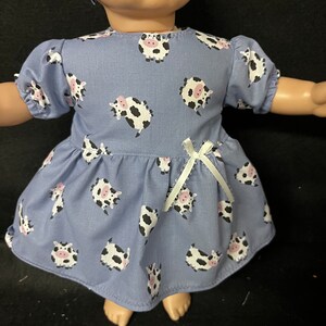 15 Inch Doll Clothes Handmade to Fit Like American Girl Bitty Baby Dolls Cow Print Dress Handmade Child Gift image 8