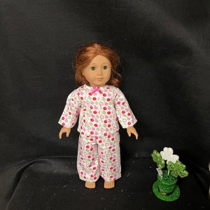 18 Inch Doll Clothes Handmade to Fit Like American Girl Doll Clothes Apple Pajamas or Loungewear Child Handmade Gift image 2