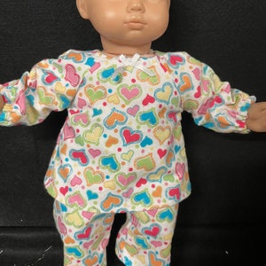 15 Inch Doll Clothes Handmade to Fit Like American Girl Bitty Baby Doll Clothes Glitter Hearts Pajamas or PJs Handmade Child Gift image 9