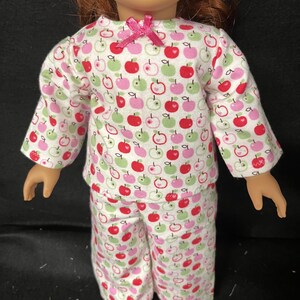 18 Inch Doll Clothes Handmade to Fit Like American Girl Doll Clothes Apple Pajamas or Loungewear Child Handmade Gift image 5