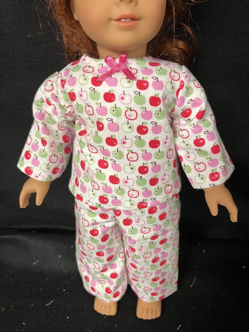 18 Inch Doll Clothes Handmade to Fit Like American Girl Doll Clothes Apple Pajamas or Loungewear Child Handmade Gift image 5