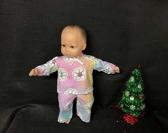 15 Inch Doll Clothes Handmade to Fit Like American Girl Bitty Baby Doll Clothes Pastel Happy Daisy Pajamas