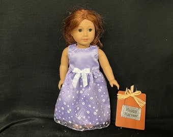 18 Inch Doll Clothes Handmade to Fit Like American Girl Dolls Lavender Purple White Flower Ballgown Formal Party Dress