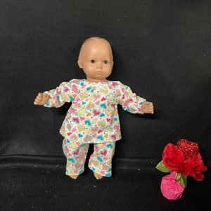 15 Inch Doll Clothes Handmade to Fit Like American Girl Bitty Baby Doll Clothes Glitter Hearts Pajamas or PJs Handmade Child Gift image 8