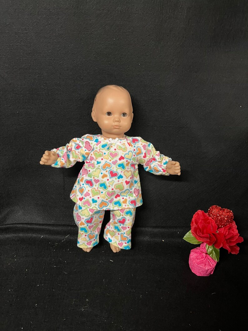 15 Inch Doll Clothes Handmade to Fit Like American Girl Bitty Baby Doll Clothes Glitter Hearts Pajamas or PJs Handmade Child Gift image 8