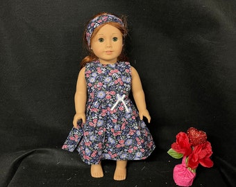 18 Inch Doll Clothes Handmade to Fit Like American Girl Doll Purple Wildflower Dress Child Gift