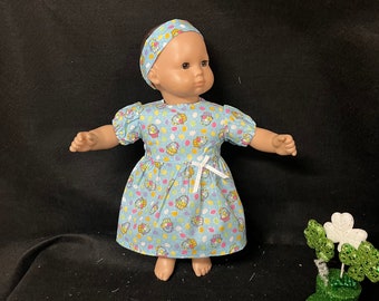 15 Inch Doll Clothes Handmade to Fit Like American Girl Bitty Baby Doll Spring Easter Dress Easter Eggs Basket Glitter Handmade Child Gift
