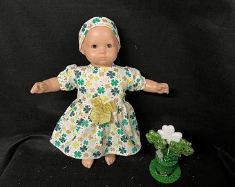 15 Inch Doll Clothes Handmade to Fit Like American Girl Bitty Baby Doll Child Gift St Patricks Day Shamrock Dress