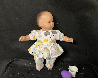 15 Inch Doll Clothes Fits Like American Girl Bitty Baby Dolls Rainbow Clouds Pajamas Handmade Child Gift
