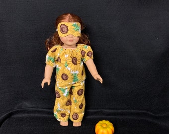 18 Inch Doll Pajamas Handmade to Fit Like American Girl Doll Clothes Sunflower Pajamas Child Gift