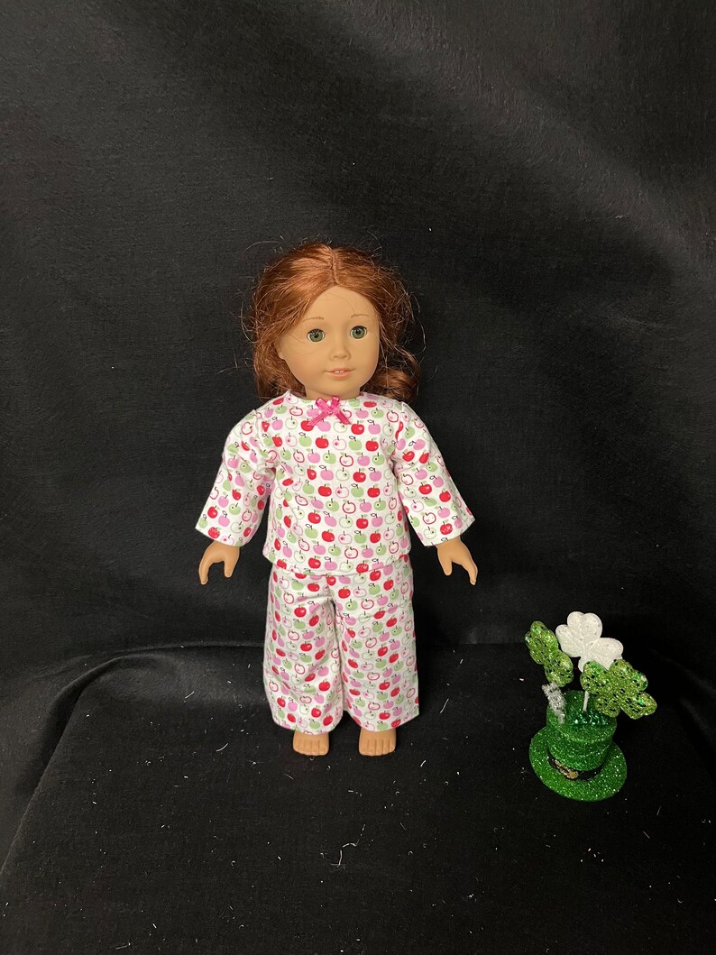 18 Inch Doll Clothes Handmade to Fit Like American Girl Doll Clothes Apple Pajamas or Loungewear Child Handmade Gift image 3