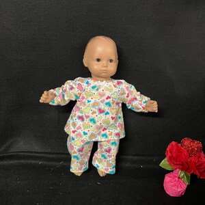 15 Inch Doll Clothes Handmade to Fit Like American Girl Bitty Baby Doll Clothes Glitter Hearts Pajamas or PJs Handmade Child Gift image 2