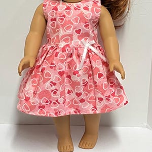Valentine&#39;s Day, 18 Inch Doll Dress, 18&quot; Doll Dress, 18 Inch Doll Clothes, 18&quot; Doll Clothes, Pink White Valentine Hearts Glitter Dress Gift