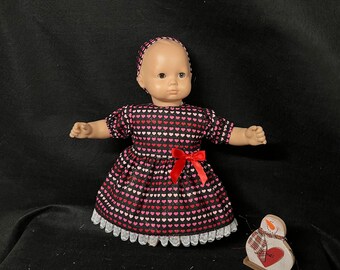 15 Inch Doll Clothes Handmade to Fit Like American Girl Bitty Baby Doll Valentine Red Pink Heart Dress Child Valentines Day Gift