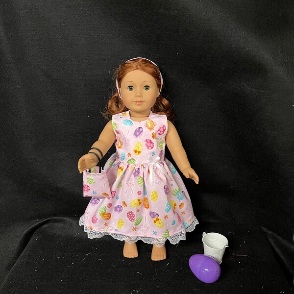 18 Inch Doll Clothes Handmade to Fit Like American Girl Doll Clothes Easter Eggs Chicks Bunny Dress Child Easter Gift