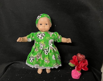 15 Inch Doll Clothes Handmade to Fit Like American Girl Bitty Baby Doll Child Gift St Patricks Day Shamrock Dress Lucky Dogs Dress