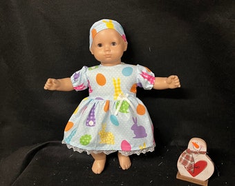 15 Inch Doll Clothes Handmade to Fit Like American Girl Bitty Baby Doll Bunny Easter Bunny Easter Eggs Dress Handmade Child Gift