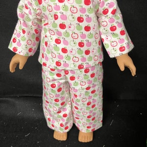 18 Inch Doll Clothes Handmade to Fit Like American Girl Doll Clothes Apple Pajamas or Loungewear Child Handmade Gift image 6