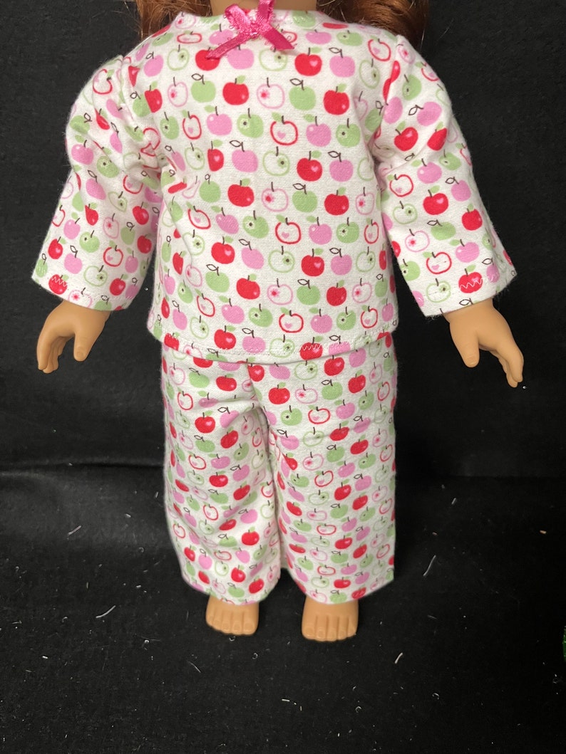 18 Inch Doll Clothes Handmade to Fit Like American Girl Doll Clothes Apple Pajamas or Loungewear Child Handmade Gift image 6