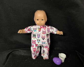 15 Inch Doll Clothes Handmade to Fit Like American Girl Bitty Baby Doll Clothes Little Owl Pajamas Little Owl Pjs Handmade Child Gift