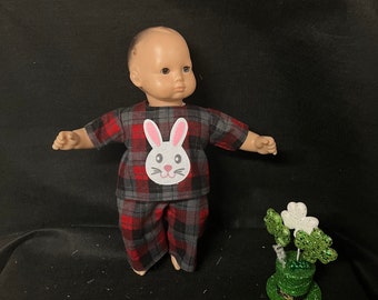 15 Inch Doll Clothes Handmade to Fit Like American Girl Bitty Baby Doll Clothes Easter Bunny Pajamas Bunny Face Pajamas Child Gift