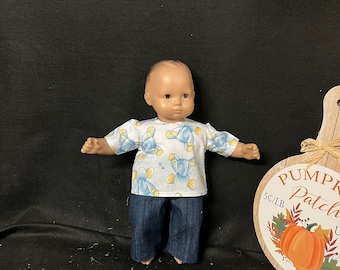 15 Inch Doll Clothes Fits Like American Girl Bitty Baby Boy Dolls Doll Clothes Zoo Animal Elephant Shirt and Pants Outfit