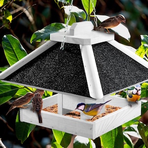 Bird Feeder Garden Balcony Bird House Weatherproof Bird Feeding Station Feeder for Birds Hanging Bird House Feeding Station for Wild Birds