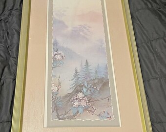 Lena Liu Signierte Nummerierte Limited Edition Misty Pines & Summer Roses Aquarell