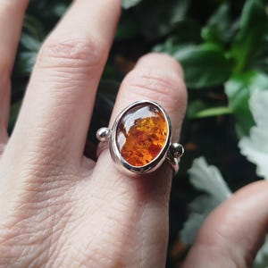 925 silver and amber ring size 57 fr.