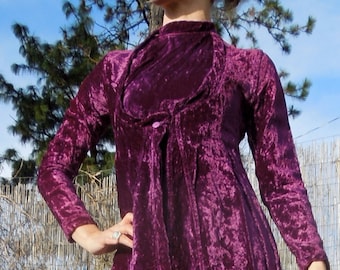 Mod Mini velluto viola Abito Robe XXS Retro natale di vintage 1960