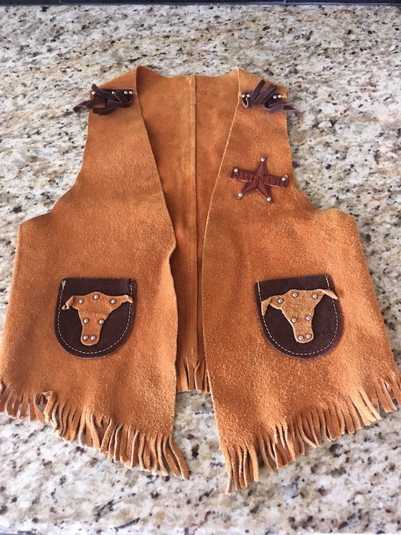 Orange real suede vest with embroidery with sheep skin lining unisex size S.