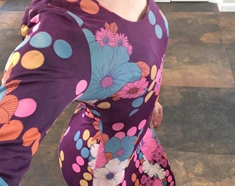Vintage psychedelic maxi dress 1960’s floral polka dot XXS XS