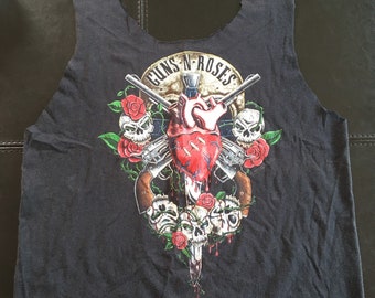 FAYALEQ Guns N Rose Hollow Out V-Neck Tank Tops Letters Print Sleeveless T-Shirt for Teen Girls Women