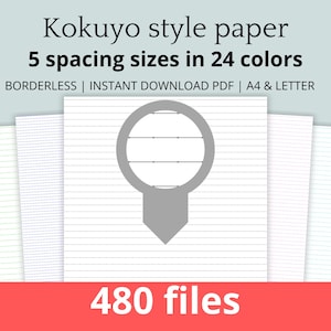 Kokuyo Campus  Borderless Printable PDFs  Portrait Landscape A4 & Letter  Instant Download  3mm 4mm 5mm 6mm 7mm Spacing  24 Colors  300 DPI