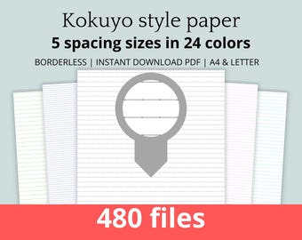 Carta a righe in stile Kokuyo PDF / formato A4, formato lettera (senza bordi)